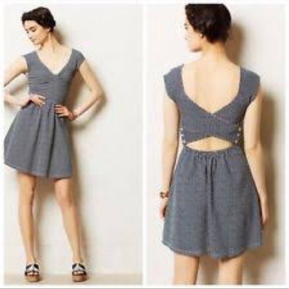 Anthropologie Post Stamp 9-h15 stcl Peek A Boo Back Orange and Pink Mini dress - Picture 2 of 12